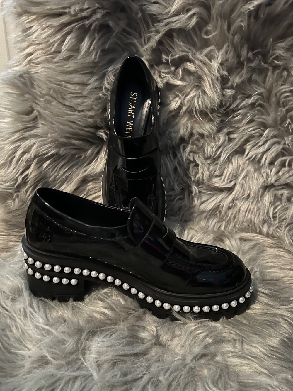 Black Stuart Weitzman Soho Pearl Loafer Size 7B